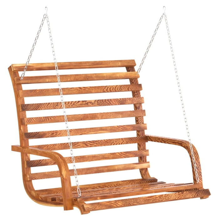 Swing Bench with Canopy Solid Wood Spruce Teak Finish