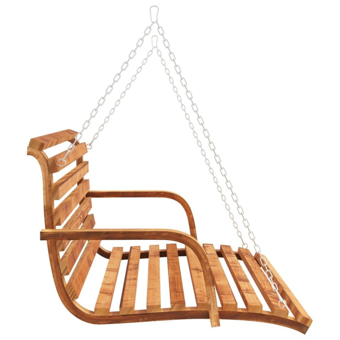 Swing Bench Solid Bent Wood with Teak Finish 126x92x63 Cm