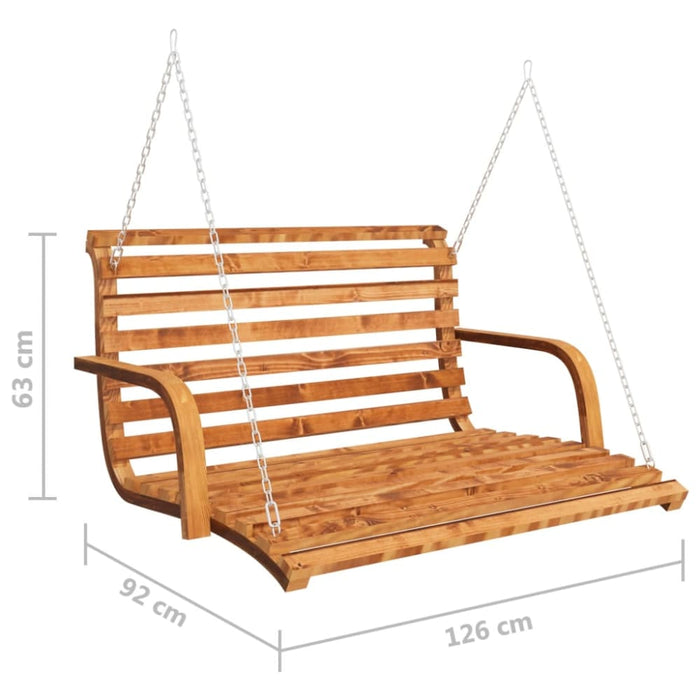 Swing Bench Solid Bent Wood with Teak Finish 126x92x63 Cm