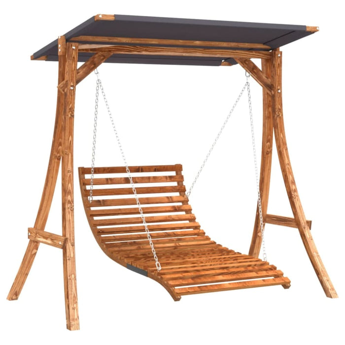 Swing Bed With Canopy Solid Wood Spruce Teak Finish Txbblxb