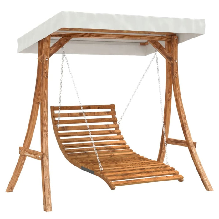 Swing Bed with Canopy Solid Wood Spruce Teak Finish Txbblxp