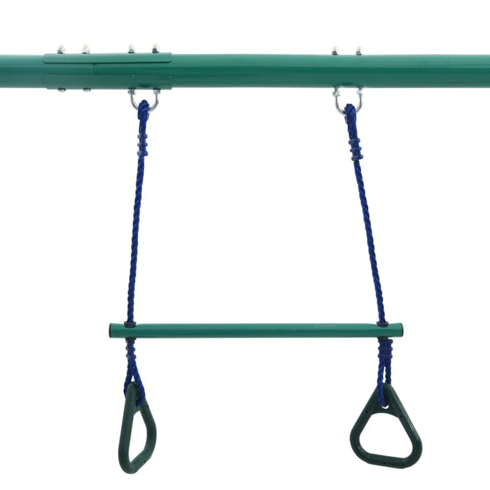 Swing Set with Gymnastic Rings and 4 Seats Steel Kxtop