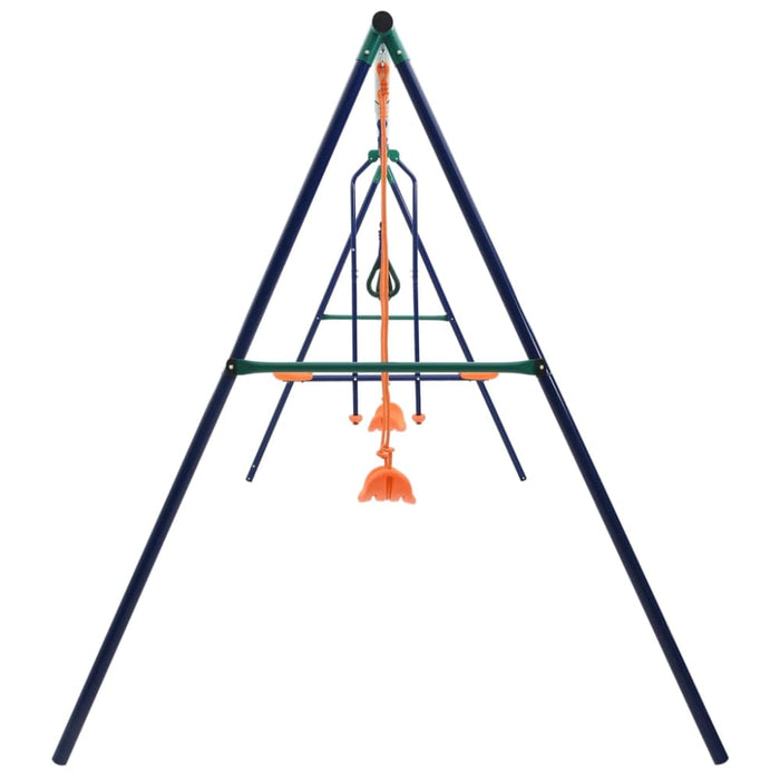 Swing Set with Gymnastic Rings and 4 Seats Steel Kxtop