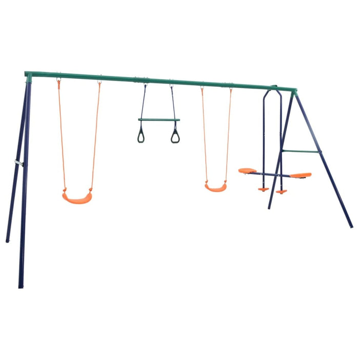 Swing Set with Gymnastic Rings and 4 Seats Steel Kxtop