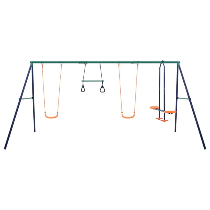Swing Set with Gymnastic Rings and 4 Seats Steel Kxtop