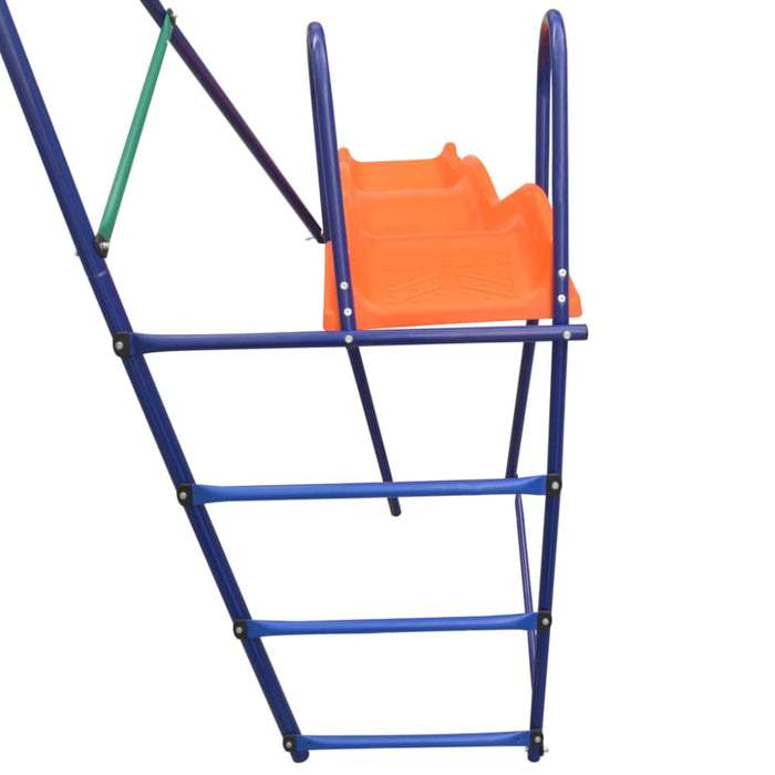 Swing Set with Slide and 3 Seats Orange Kotpk