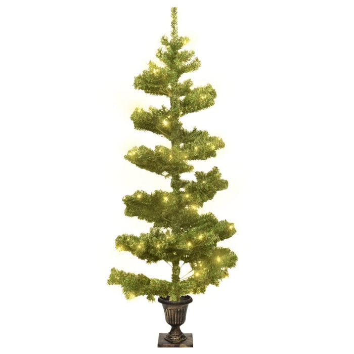 Swirl Christmas Tree with Pot and Leds Green 120 Cm Pvc