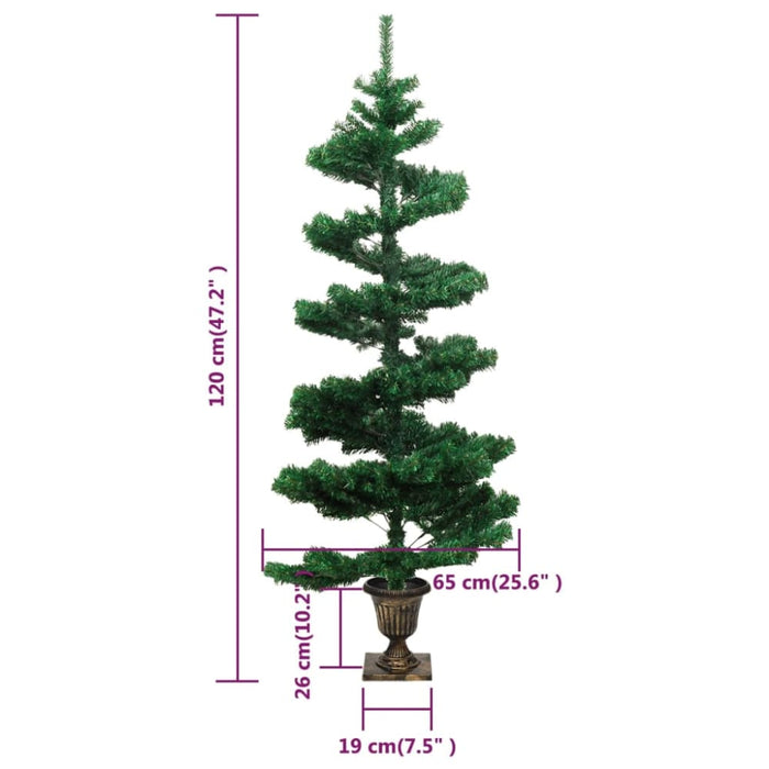 Swirl Christmas Tree with Pot and Leds Green 120 Cm Pvc