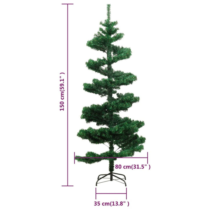 Swirl Christmas Tree with Stand and Leds Green 150 Cm Pvc