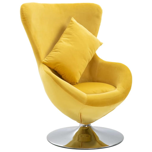 Swivel Egg Chair With Cushion Yellow Velvet Gl8066