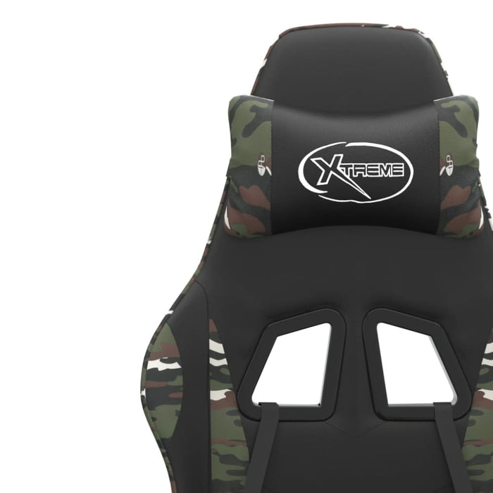 Swivel Gaming Chair With Footrest Black&camouflage Faux