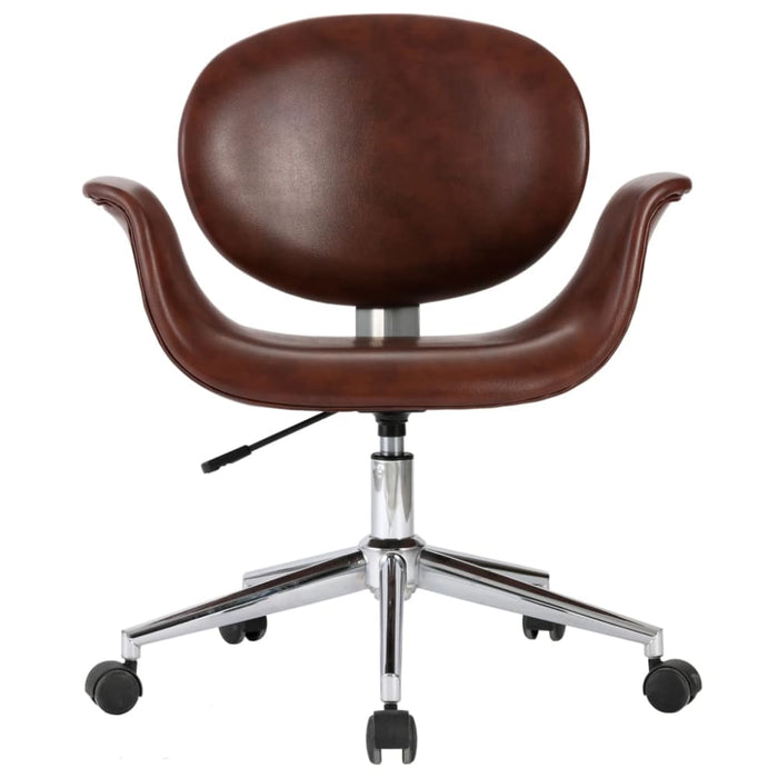 Swivel Office Chair Brown Faux Leather Tbpanxl