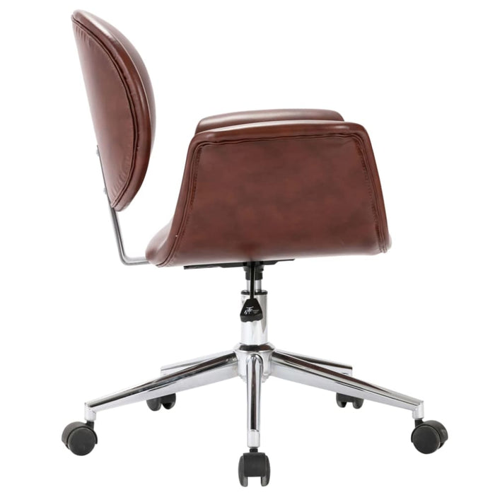 Swivel Office Chair Brown Faux Leather Tbpanxl
