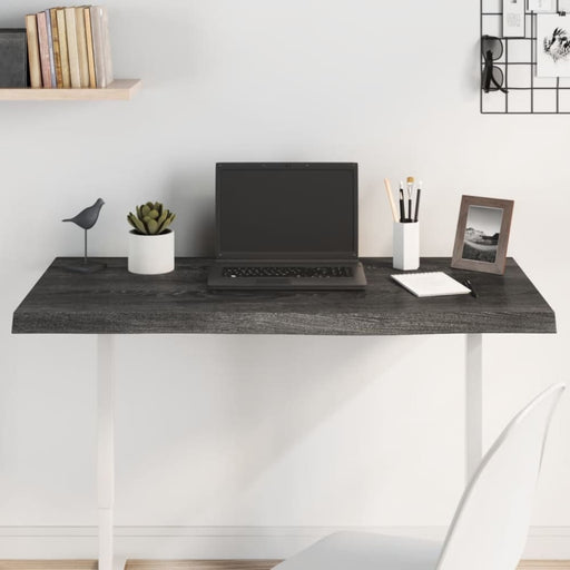 Table Top Dark Grey 100x40x4 Cm Treated Solid Wood Oak