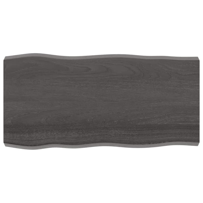 Table Top Dark Grey 100x50x6 Cm Treated Solid Wood Oak Live