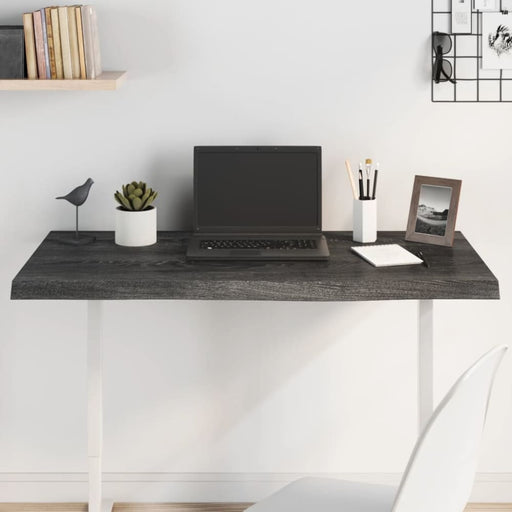 Table Top Dark Grey 100x60x4 Cm Treated Solid Wood Oak
