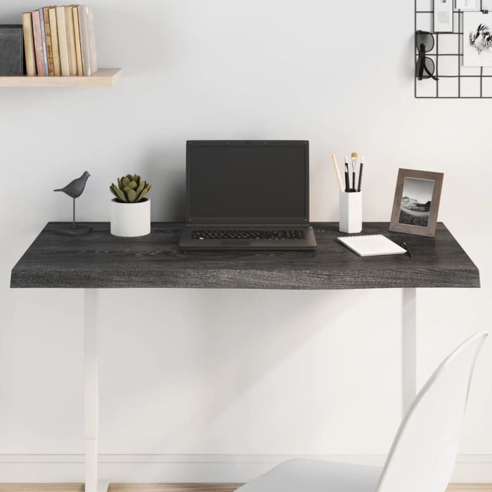 Table Top Dark Grey 100x60x4 Cm Treated Solid Wood Oak