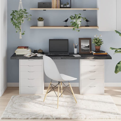 Table Top Dark Grey 180x60x4 Cm Treated Solid Wood Oak