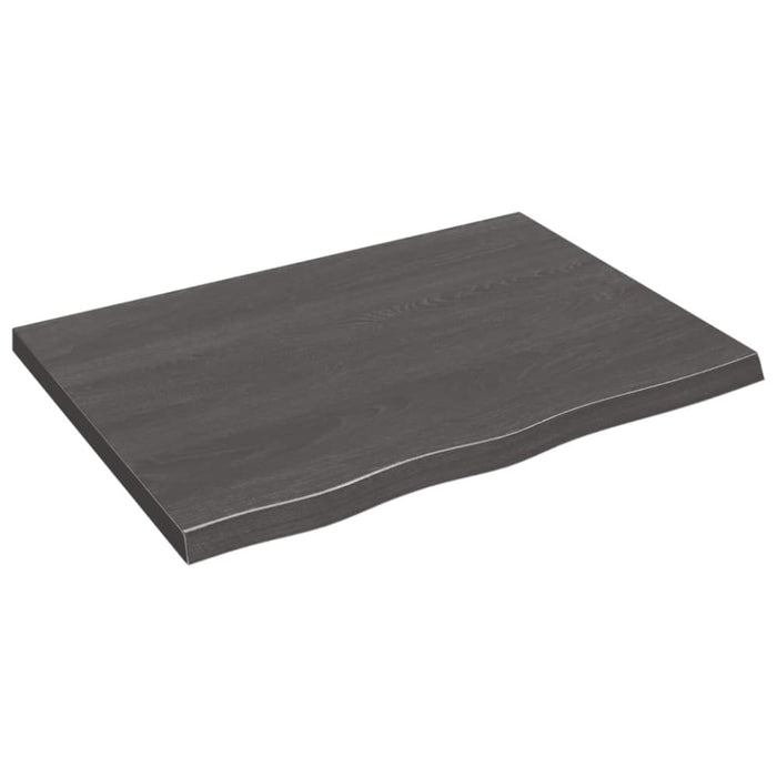 Table Top Dark Grey 80x60x4 Cm Treated Solid Wood Oak