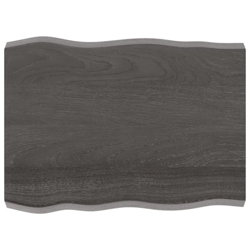 Table Top Dark Grey 80x60x6 Cm Treated Solid Wood Oak Live