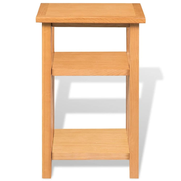 End Table with Magazine Shelf 27x35x55 Cm Solid Oak Wood