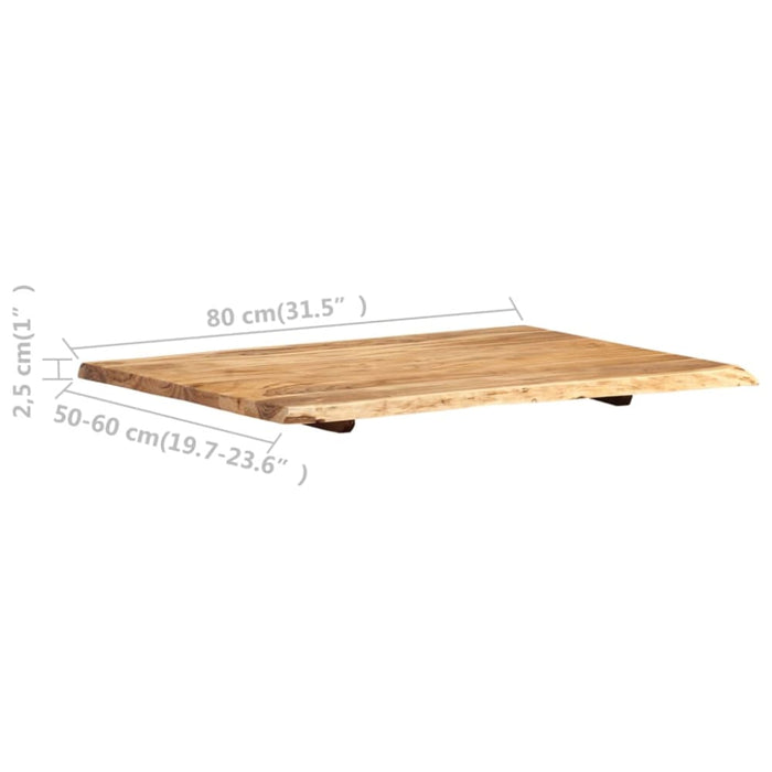 Table Top Solid Acacia Wood 80x(50-60)x2.5 Cm Xnltxk