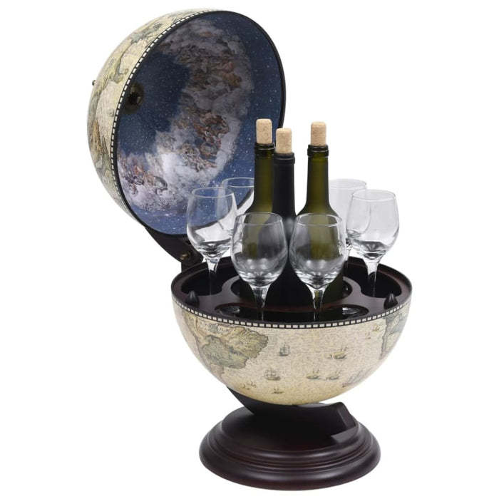 Tabletop Globe Bar Wine Stand Eucalyptus Wood Green Txbkbk