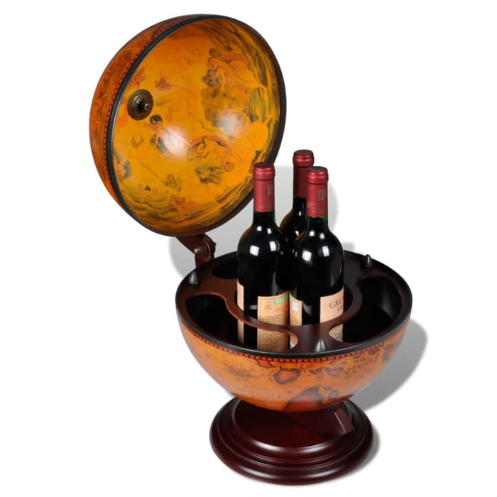 Tabletop Globe Bar Wine Stand Eucalyptus Wood Xablkn