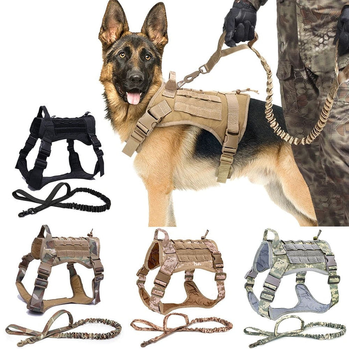 Tactical Dog Harness Pet Training Vest and Leash Set