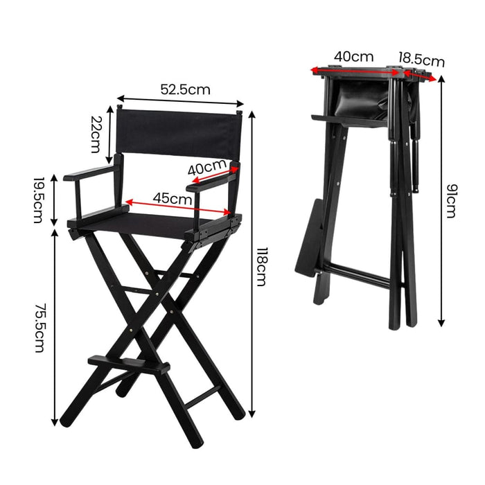 Tall Directors Chair - Black