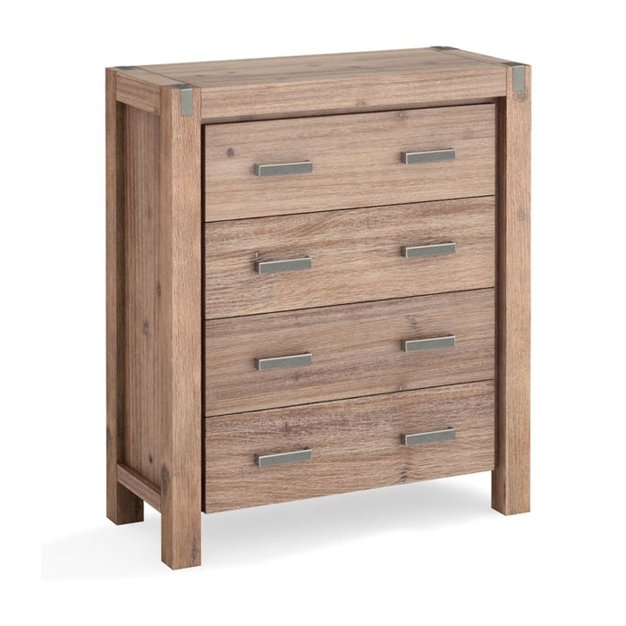 Tallboy With 4 Storage Drawers Solid Wooden Assembled