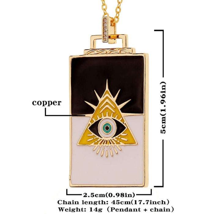 Tarot Card Copper Pendant Necklaces Colour Dripping Oil