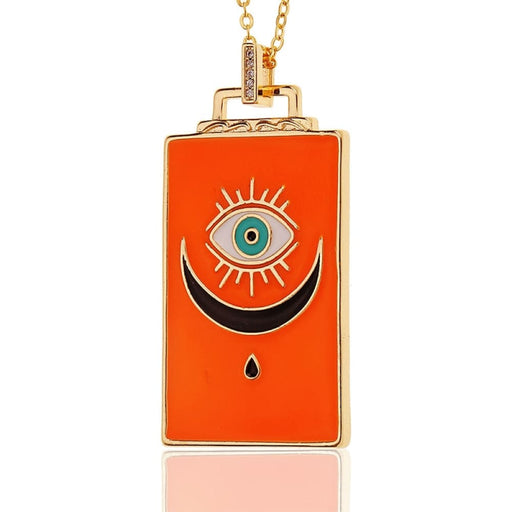 Tarot Cards Enamel Necklace Evil Eye Copper Pendant Choker