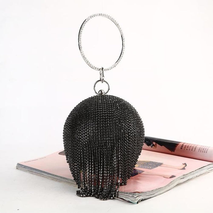 Tassel Women Party Metal Crystal Clutches Evening Bags