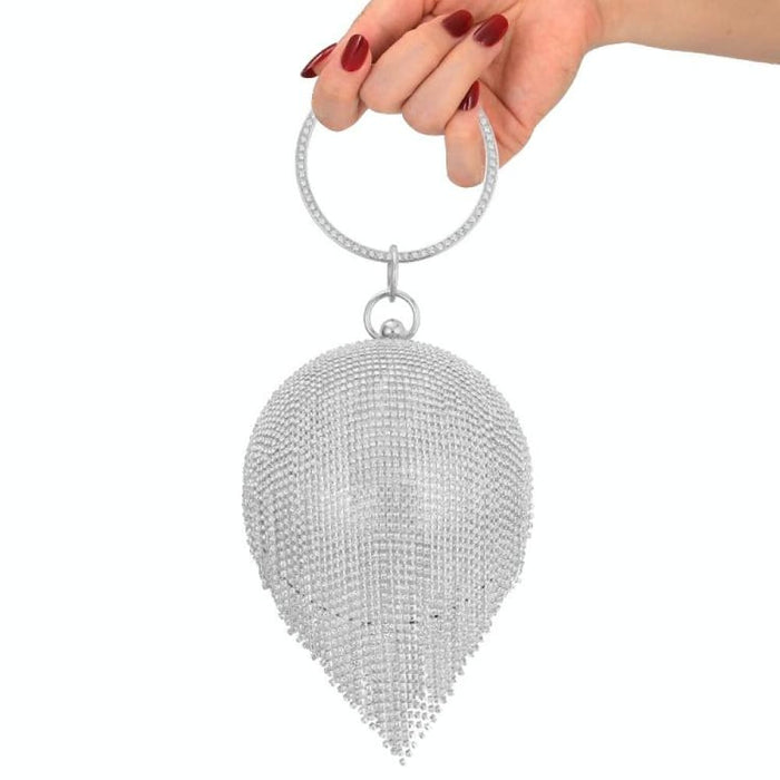 Tassel Women Party Metal Crystal Clutches Evening Bags