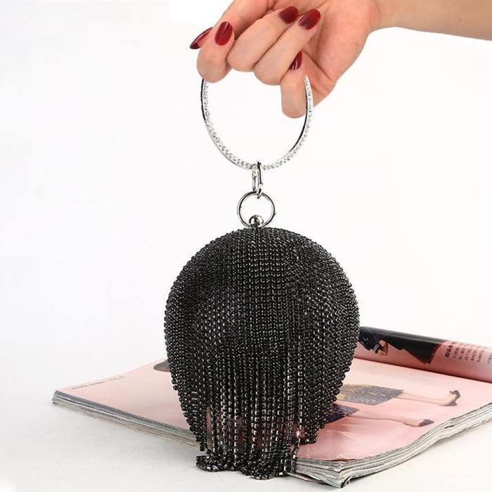 Tassel Women Party Metal Crystal Clutches Evening Bags