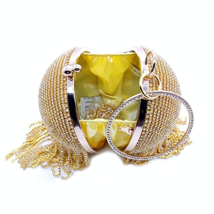 Tassel Women Party Metal Crystal Clutches Evening Bags