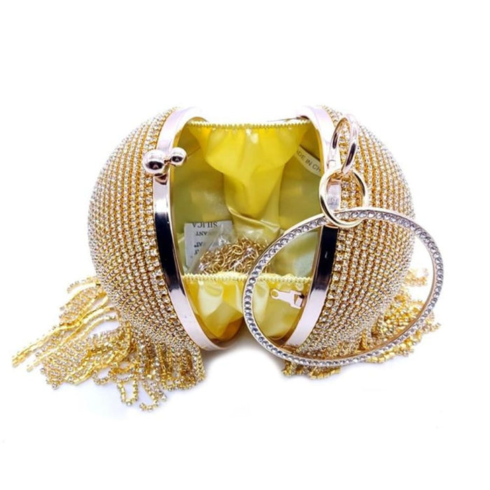 Tassel Women Party Metal Crystal Clutches Evening Bags