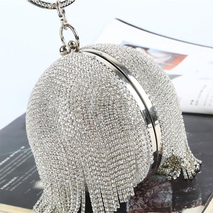 Tassel Women Party Metal Crystal Clutches Evening Bags