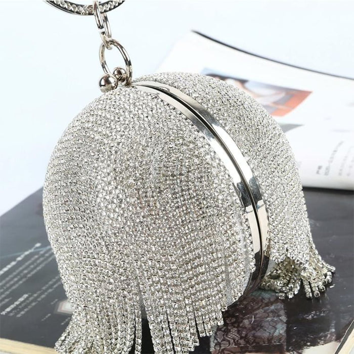 Tassel Women Party Metal Crystal Clutches Evening Bags