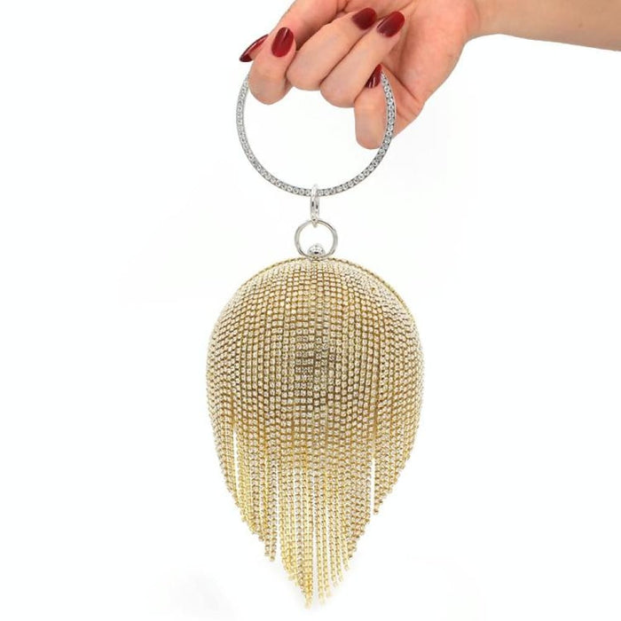 Tassel Women Party Metal Crystal Clutches Evening Bags
