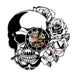 Tattoo Skull With Rose Wall Art Led Vinyl Record Clock