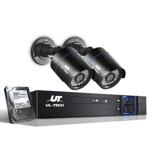 Ul - tech Cctv Security System 2tb 4ch Dvr 1080p 2 Camera