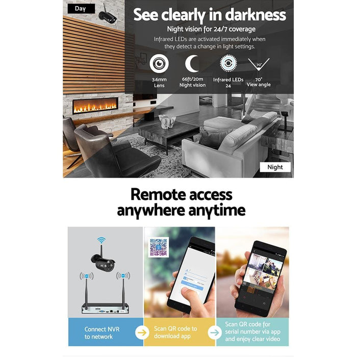 Ul-tech Cctv Wireless Security Camera System 8ch Home