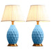 2x Textured Ceramic Oval Table Lamp With Gold Metal Base