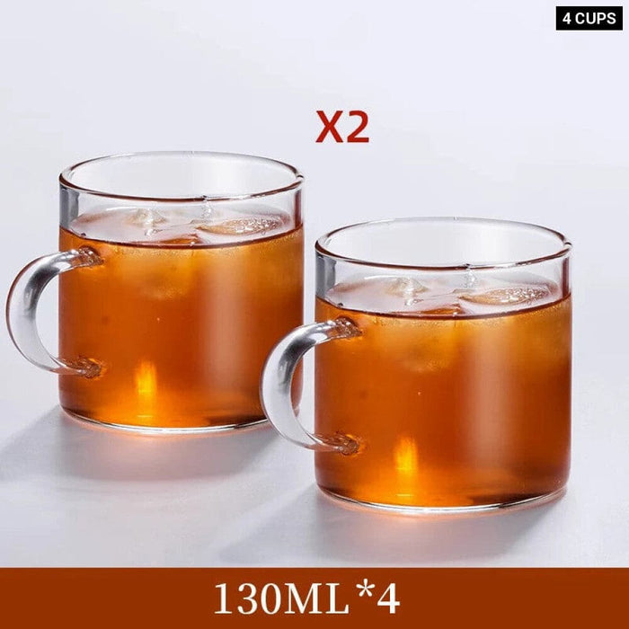 Thick Glass Tea Cup Set with Handle