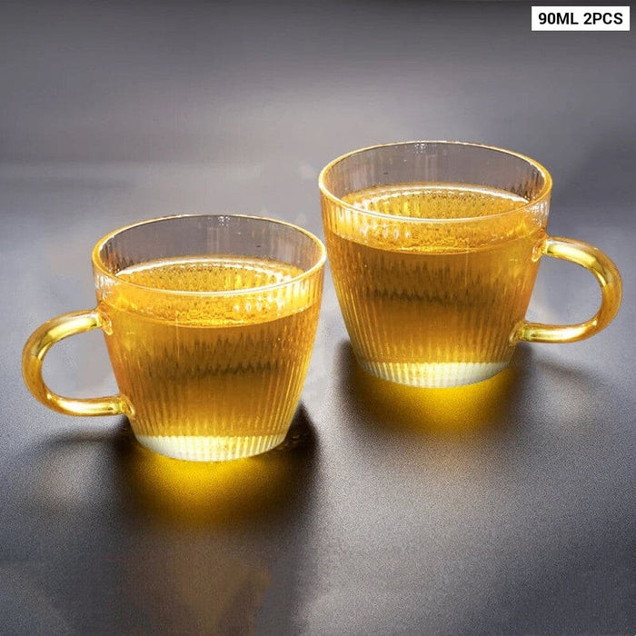 Thick Glass Tea Cup Set with Handle