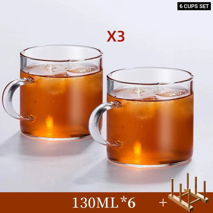 Thick Glass Tea Cup Set with Handle