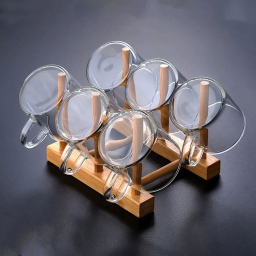 Thick Glass Tea Cup Set with Handle