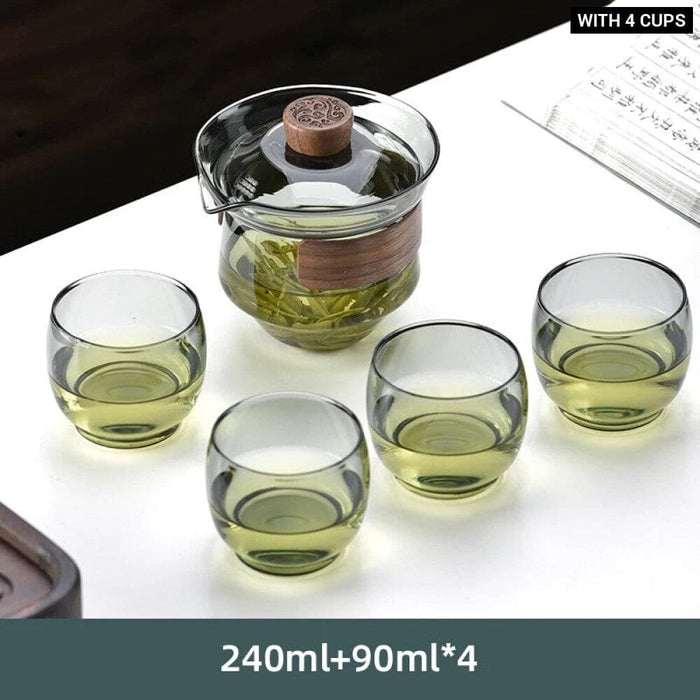 Thick Glass Tureen Teapot Set for Puer Oolong Tea